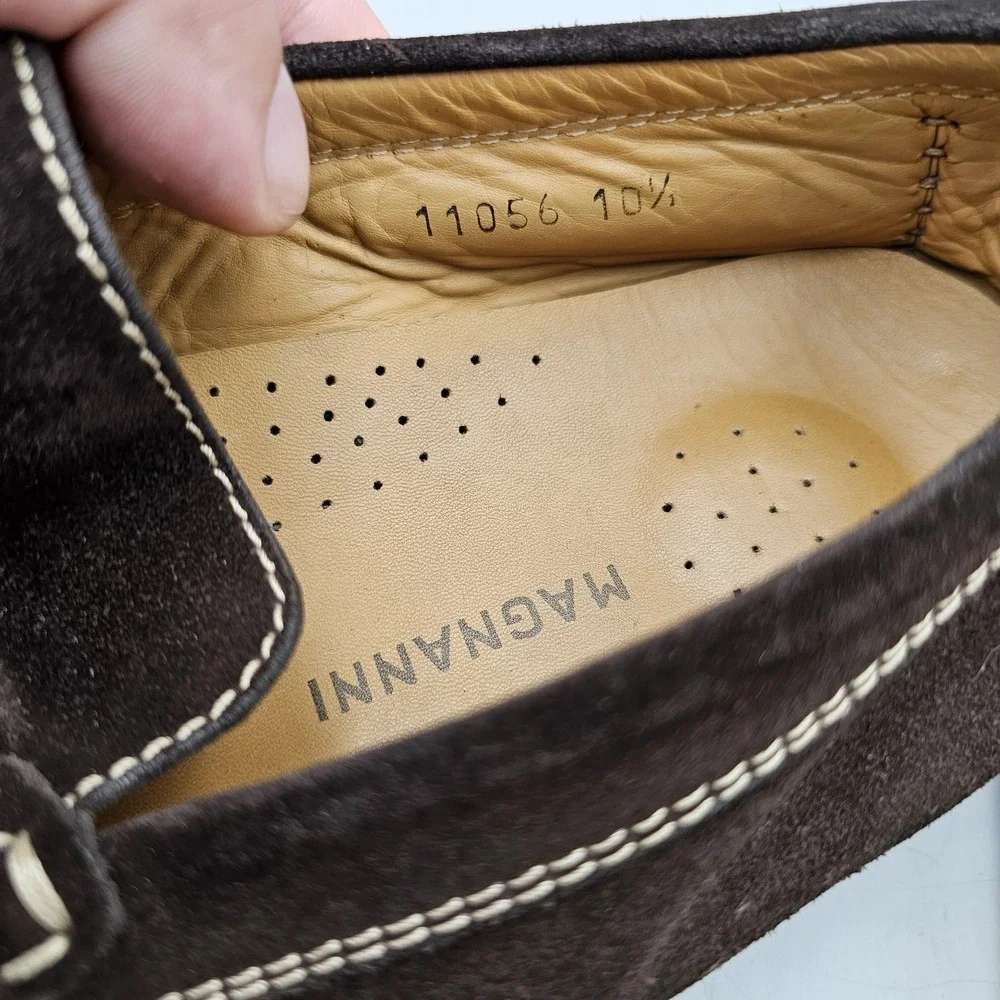 Magnanni Men's Size 10.5 US EUC Brown Suede Driving Loafers Drivers W/ Dust Bag‎